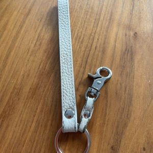 White leather key chain holder